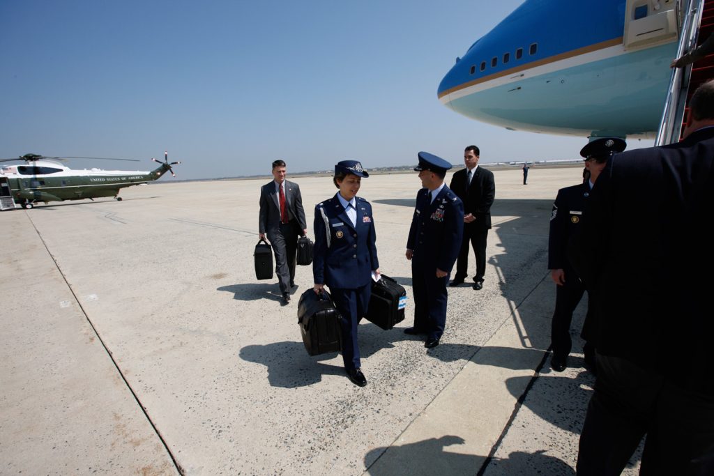 The nuclear 'satchel' being carried onto Air Force One