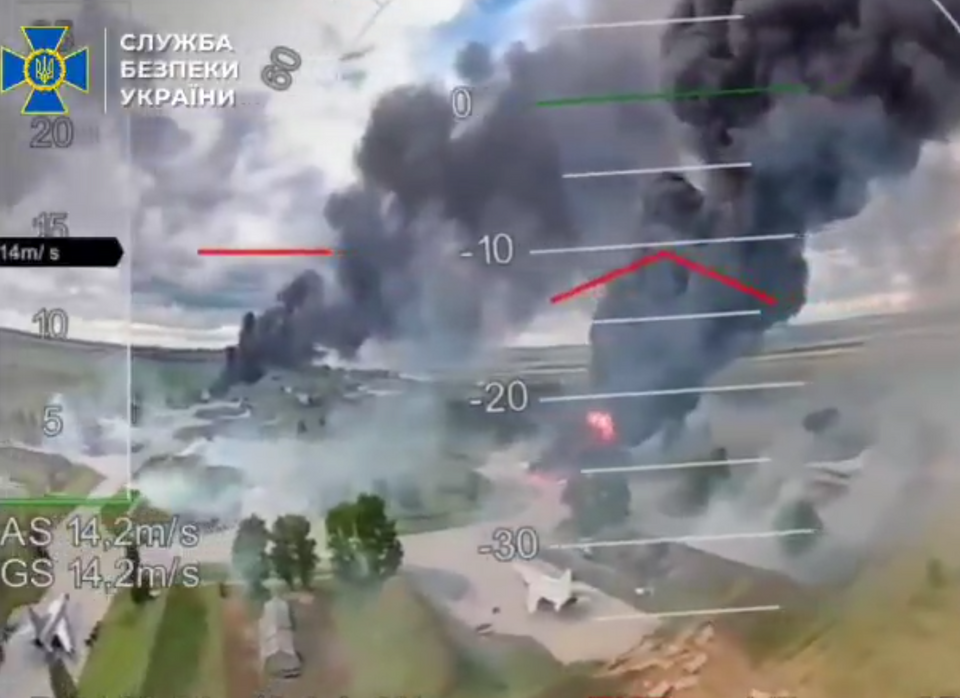 Burning Tu-22s.