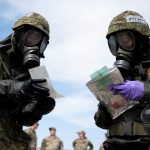 JSDF personnel during a CBRN defence training class