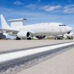 The RAF’s first Boeing Wedgetail AEW1, sharing a sunny Lossiemouth flightline with some of the base’s P-8A Poseidons. (Crown Copyright)