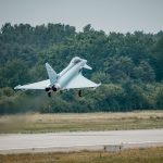 Germany’s first Tranche 4 Eurofighter takes off for its maiden flight out of the Airbus facility in Manching on 14 July 2026. (Airbus)