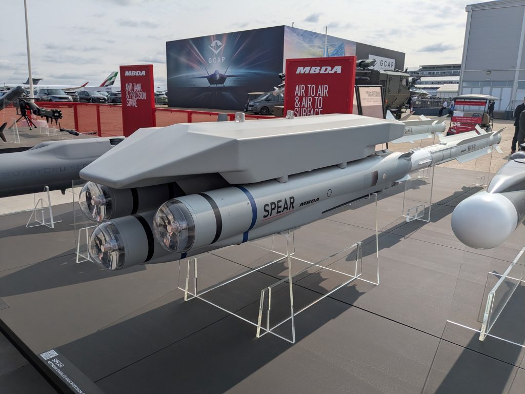 MBDA is developing a three-pack launcher for the Spear missile that the company intends to certify for operational use on Typhoon aircraft, even though its current customer, the UK MoD, is buying the weapon for carriage by the F-35s operated by the Royal Air Force and Royal Navy. (P Felstead)